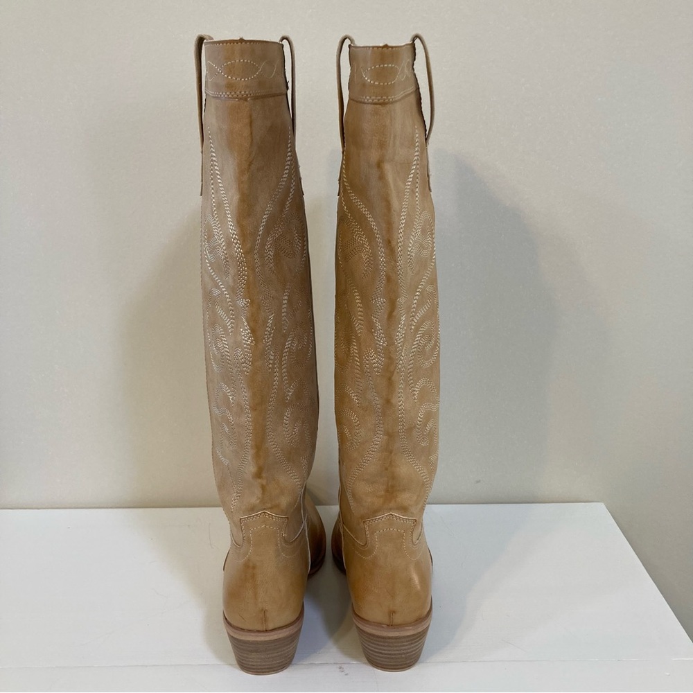 Shushop Camel Embroidered Heeled Boots - image 4